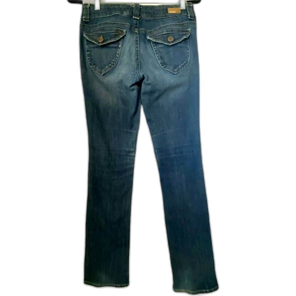 Refuge Jeans Women’s 9 Flap Pocket Mid Rise Medium Wash Straight Leg Dis…